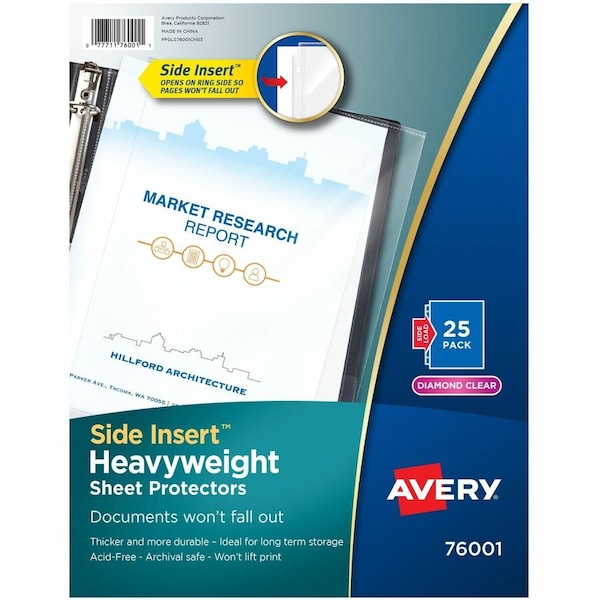 Avery Diamond Clear Secure Side-Load She, PK25 76001 - main