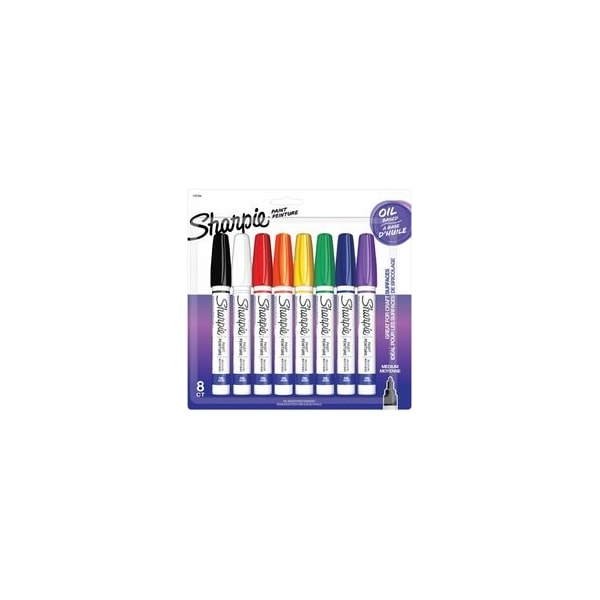 Sharpie Oil-Based Paint Markers, Medium Marker Point, Assorted Ink, Oil Based, Metal Barrel, 2PK 2107454 - main
