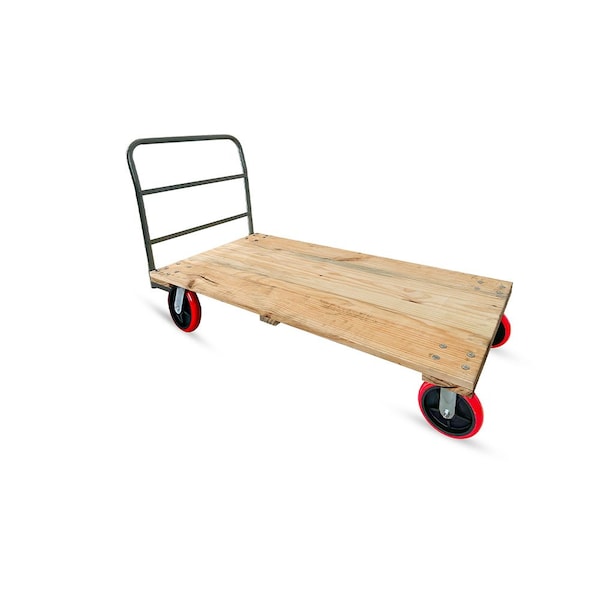 5Seconds Brand BOONE HeavyDuty hardwood Industrial Platform Cart 60inX30in, 3300lbs Capacity, 8ft red swivel wheel 555025 - main