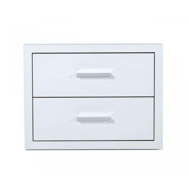 Homeroots Modern Glossy White Box Nightstand with Two Drawers 473029 - main
