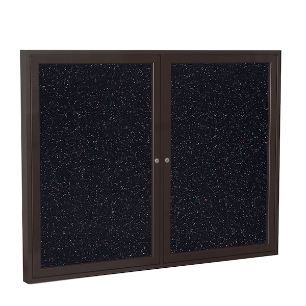 Ghent 2 Door Enclosed Recycled Rubber Bulletin Board, Bronze Aluminum Frame, 3'H x 5'W, Confetti PB23660TR-CF - main