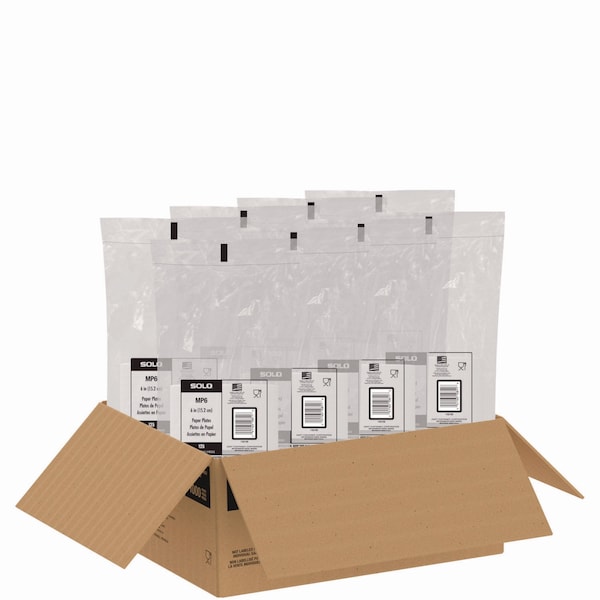 Solo Compostable Paper Dinnerware, ProPlanet Seal, Plate, 6 dia, White, 1000PK MP6-PLANET - main