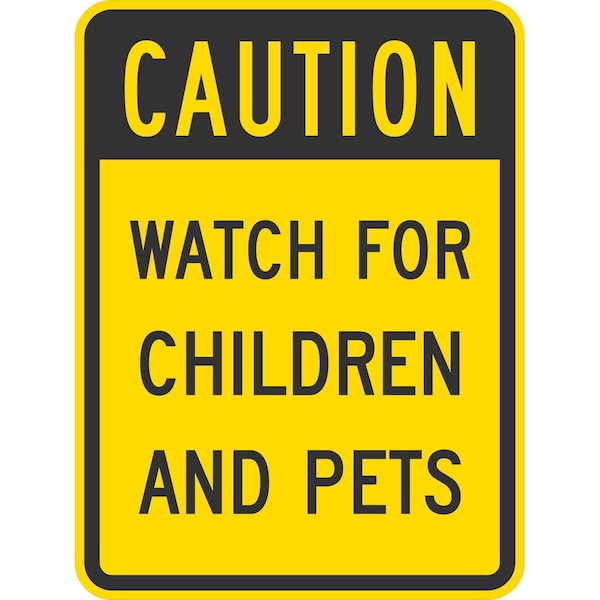 Lyle Caution Watch For Children And Pets, 18x24, High Intensity Prismatic, Yellow G-10661-HI_18x24 - main