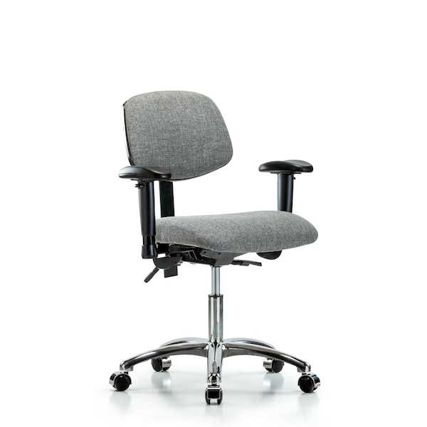 Blue Ridge Ergonomics Desk Chair Desk Chair, Fabric, Chrome AA Casters, Gry, Adjustable Arms, 19" to 24" Height, Fabric BR-FDHCH-CR-T0-A1-CC-F44 - main