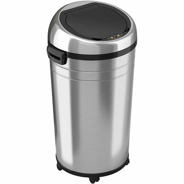Hls Commercial 23 gal Round Indoor Metal Can, Silver, Touchless Sensor Lid, Stainless Steel, 17.5 in HLS23RC - main