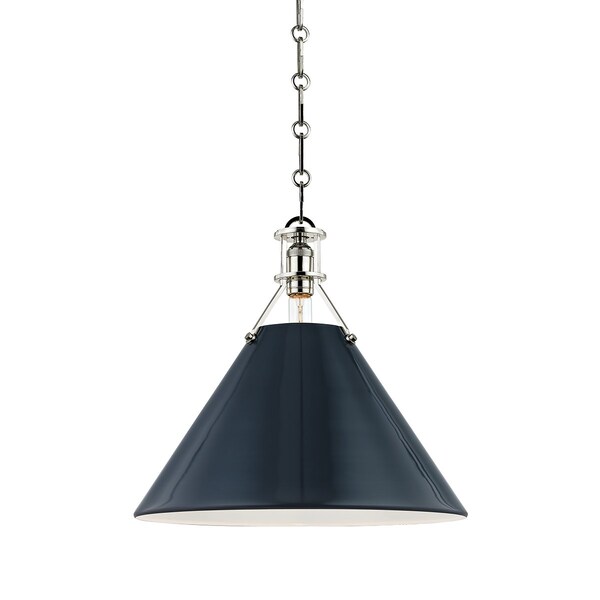Hudson Valley Lighting Mark D. Sikes X Painted No.2 1 Lt. Pendant 16 In. Polished Nickel/Dark Blue MDS352-PN/DBL - main