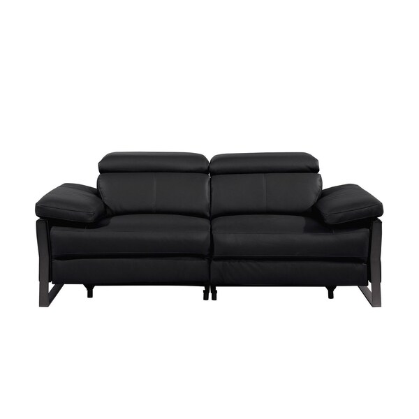 Homeroots 77in Black Italian Leather Power Reclining Loveseat 720497 - main