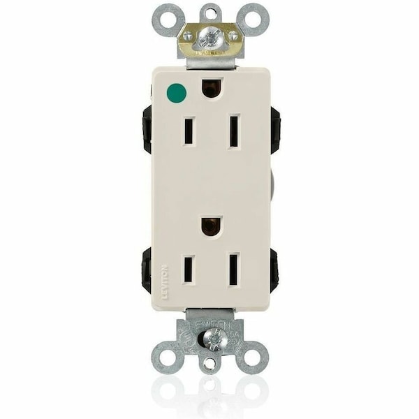 Leviton Hospital Grade Decora Receptacle, 15 Amp, 125 Volt M1626-HGT - main