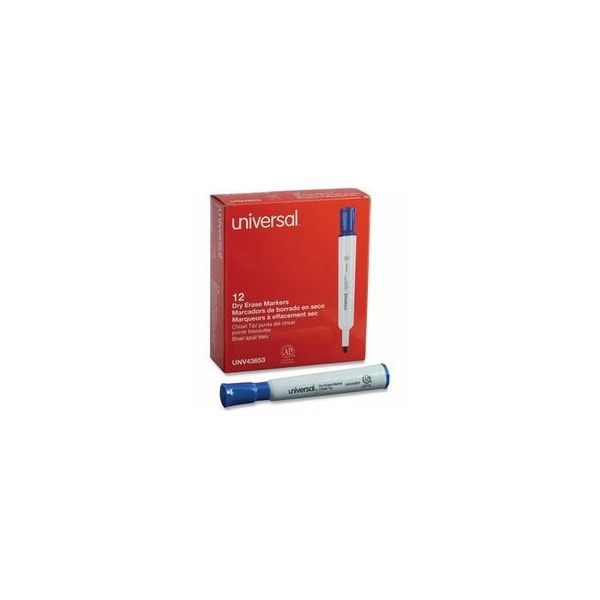 Universal Dry Erase Marker, Chisel, 12PK UNV43653 - main