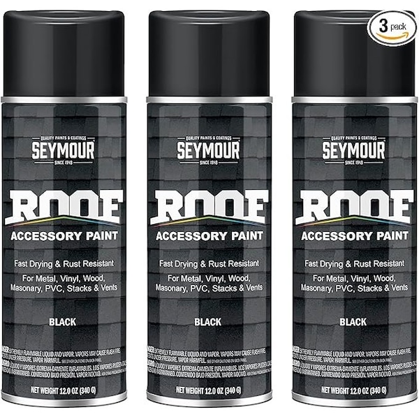 Seymour Midwest Roof Accessory Paint, Flat Black net 12 oz., 3PK 161706-3 - main