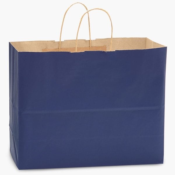 Nashville Wraps Dark Blue Recycled Kraft Bags, Vogue 16x6x12", 250PK BVTDB - main