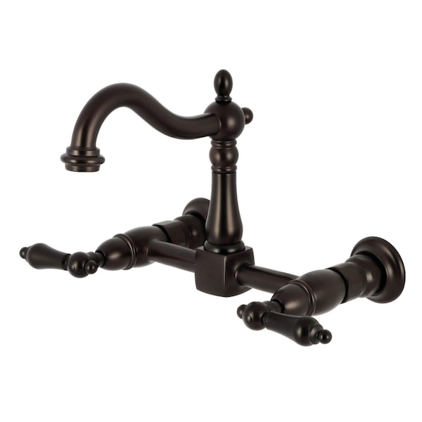 Kingston Brass Two-Handle Wall Mount Bridge Kitchen Faucet, Oil Rubbed Bronze KS1265AL - main