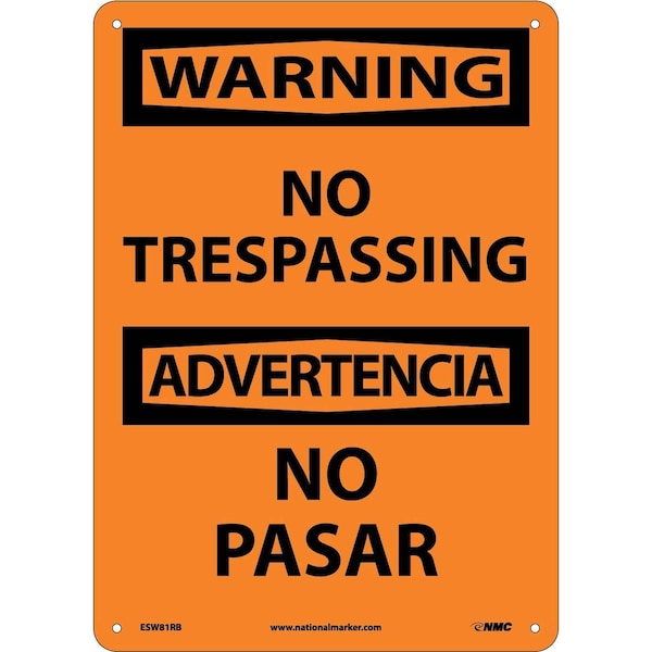 Nmc Warning No Trespassing Sign - Bilingual, ESW81RB ESW81RB - main