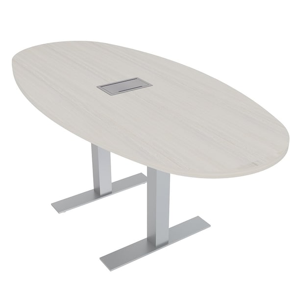 Skutchi Designs 6ft Boval Conference Table With Power | Harmony Series | 6 Person Meeting Room Table HAR-BOVL-36X72-T-K458-ESIL - main