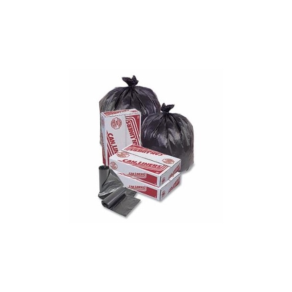 Pitt Plastics HD Mini Roll Trash Liner, 12 to 16 gal, 6 µ, 24 in W x 33 in H, Black, 20PK 879-MR24339MK - main
