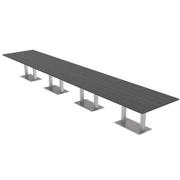 Skutchi Designs Rectangle Conference Table With Power Unit, 48 in W, 264 in L, Grey HAR-REC-48X264-DOU-WA7949-NA - main