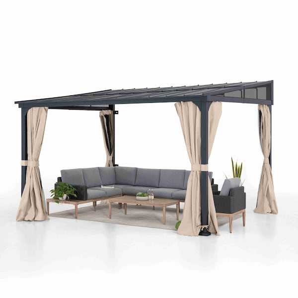 Sunjoy 10 ft. x 12 ft. Metal Roof; Aluminum and Metal Frame with Curtain and Netting A1020309A0 - main