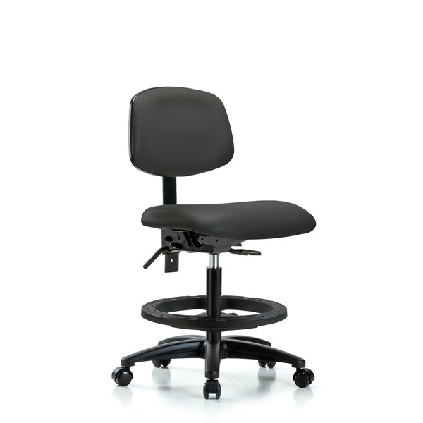 Blue Ridge Ergonomics Chair, Vin, Med Bench, Tilt BF Casters, Gry, No Arms, 22" to 29" Height, Charcoal BR-VMBCH-RG-T1-A0-BF-RC-8605 - main