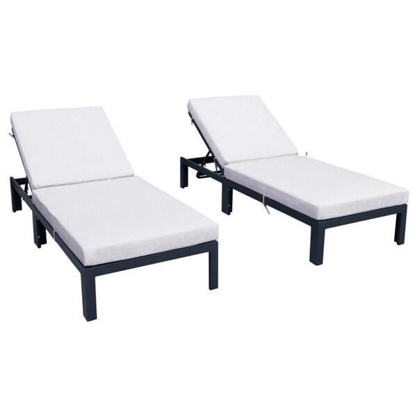 Leisuremod Chelsea Modern Outdoor Chaise Lounge Chair With Light Grey Cushions CLBL-77LGR2 - main