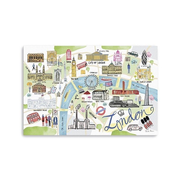 Homeroots Fun Illustrated London Map Unframed Print Wall Art 399098 - main