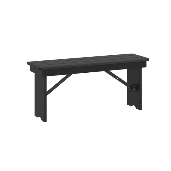 Flash Furniture HERCULES 40in x 12in Black Wash Antique Solid Pine Farmhouse Folding Bench w/Foldable Locking Legs XA-B-40X12-BW-GG - main