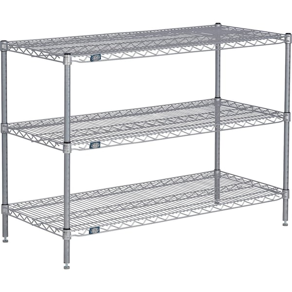 Global Industrial Nexel 3 Shelf, Nexelate Silver Epoxy Wire Shelving Unit, Starter, 72"W x 21"D x 34"H B3152060 - main