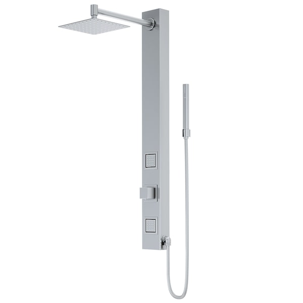 Vigo 39 in. H x 4 in. W 2-Jet Shower Panel System with Square Head & Hand Shower Wand in Stainless Steel VG08014ST - main
