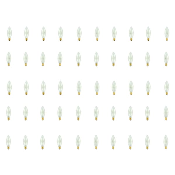 Bulbrite 40W Dimmable Clear B8 Candelabra E12 Incandescent Bulb, 50PK 861201 - main