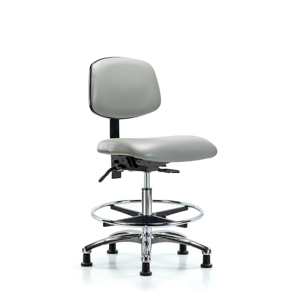 Blue Ridge Ergonomics Medium Bench Chair Chair, Vin, Med Ben, Chr Tilt CF Glides, Dov, No Arms, 22" to 29" Height, Vinyl BR-VMBCH-CR-T1-A0-CF-RG-8567 - main
