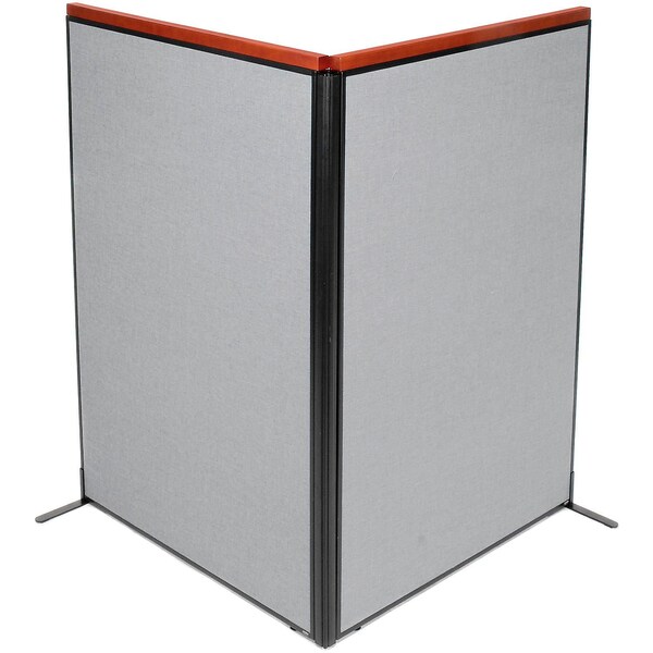 Global Industrial Interion Deluxe Freestanding 2-Panel Corner Room Divider, 48-1/4"W x 73-1/2"H Panels, Gray 695077GY - main