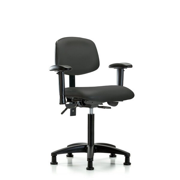 Blue Ridge Ergonomics Chair, Vinyl, Med Bench, AA Glides, Gry, 6-Way Adjustable, 22" to 29" Height, Charcoal BR-VMBCH-RG-T0-A1-NF-RG-8605 - main