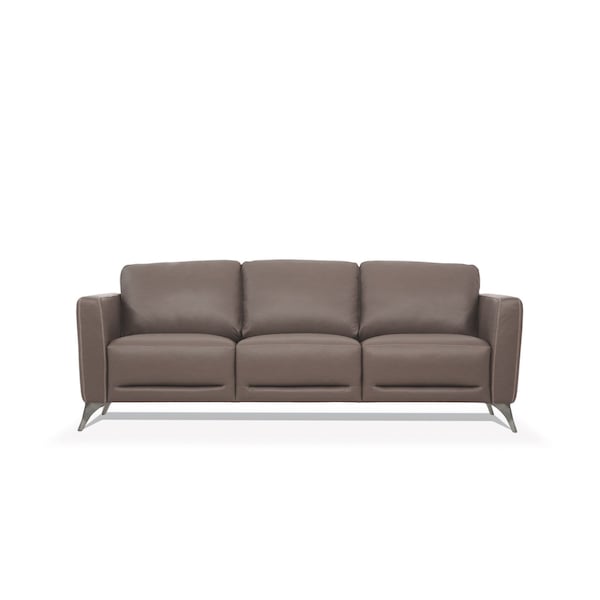 Homeroots 83" Taupe Leather Sofa With Black Legs 491285 - main