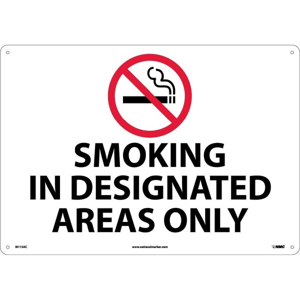 Nmc Smoking In Designated Areas Only Sign, M115AC M115AC - main