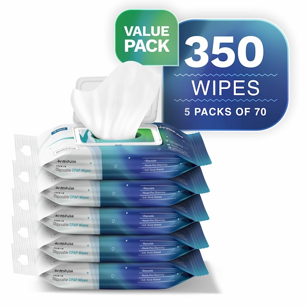 Fifthpulse Unscented w/ Aloe Vera, Alcohol-Free Cleaning Wipes for CPAP Equipment, 5-Pack's of 70 Count, 350PK FMN100641 - main