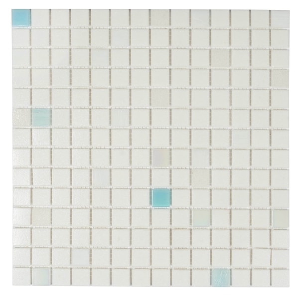 Apollo Tile Mingles 12 in. x 12 in. Glossy Cotton White Glass Mosaic Wall and Floor Tile 20 sq. ft./case, 20PK APLAZUREMIX1A - main