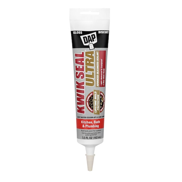 Dap Acrylic Latex Sealant, 6 oz, Tube, Biscuit, Acrylic Latex Base, Kwik Seal Ultra 18916 - main
