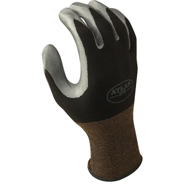 Showa Atlas HighFlexibility Protective Gloves, M, Knit Wrist Cuff, Nitrile Glove, BlackGray 370BM-07.RT - main