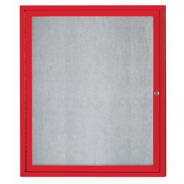 Aarco Outdoor Enclosed Bulletin Board w/ Al Frame, Standard Vinyl, Frame is Powder Coated Red, 36''Hx30''W ODCC3630RR - main
