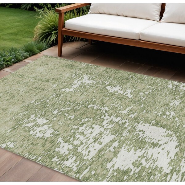 Homeroots 9' X 12' Sage And Ivory Abstract Washable Indoor Outdoor Area Rug 612705 - main