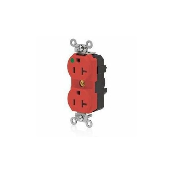 Leviton Straight Blade Receptacle, 5-20R, 20 A, 125V AC, 2 Pole, 3 Wire, Flush Mount, Single, Red M8300-ILR - main