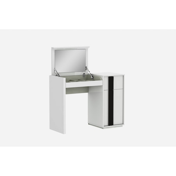 Homeroots 39" White Single Drawer Vanity Chest With Mirror 370775 - main