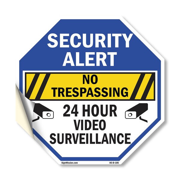 Signmission Security Alert No Trespassing 24 Ho, 10 Inch X 10 Inch, Vinyl Decal OC-D-10-185 - main