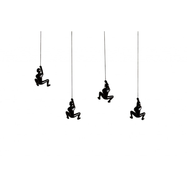 Homeroots Set of Four Black Resin Climbing Man Hanging Dimensional Sculpture, 4PK 358145 - main