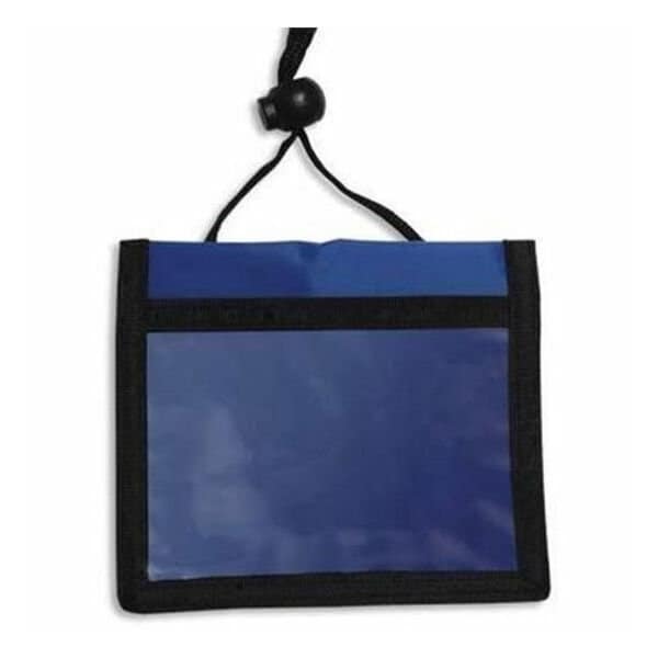 Brady Neck Wallet - 4.5" x 4" - Nylon, Vinyl - 100 / Pack - Blue, Clear 1860-2602 - main