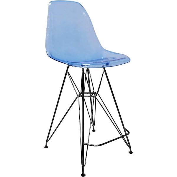 Leisuremod Cresco Acrylic Barstool - Modern ABS Plastic Counter Stool with Steel Legs & Footrest CRBL-30TBU - main