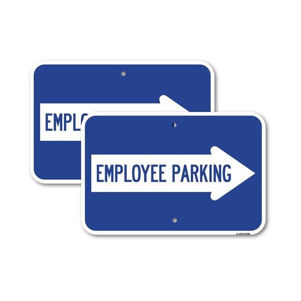Signmission Employee Parking With Right Arrow, 12'' X 18'' 2 Signs, Heavy Gauge Aluminum, 2PK A-1218-2PACK-24398 - main