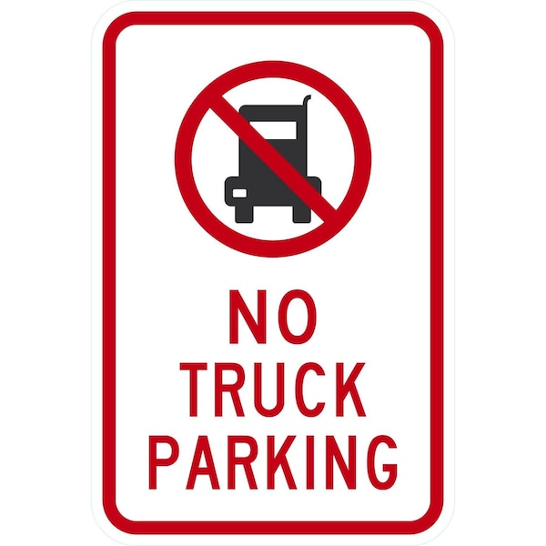 Lyle No Truck Parking (with Quaint Symbol), 12x18, Non-Reflective, White G-4542-NA_12x18 - main