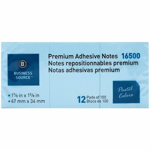 Business Source Premium Plain Pastel Adhesive Notes, Pastel, 12PK BSN16500 - main