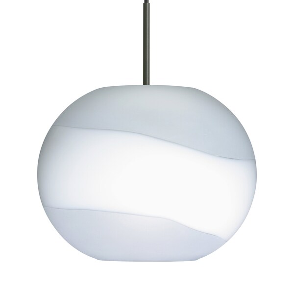 Besa Lighting Besa Luna Pendant, Opal- Frost, Black Finish, 1x 9W LED 1JT-477699-LED-BK - main