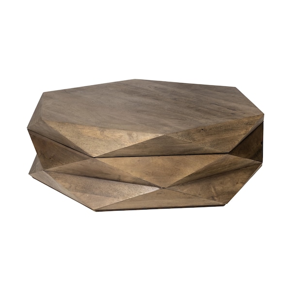 Homeroots 48" Brown Wood Hexagon Coffee Table 376278 - main